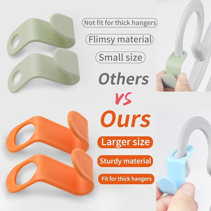SLMT Clothes Hanger Connector Hooks 200PCS Space Saving Hanger Extender Hooks Closet Organizer for Plastic Hangers