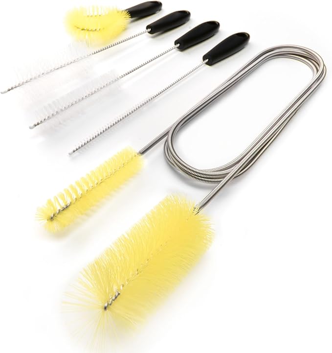 Flexible Sewer Brush, 61-Inch Long Dual Head Hose and Crevice Brush, and 3-Pack 7.8-Inch Straw Cleaning Brushes