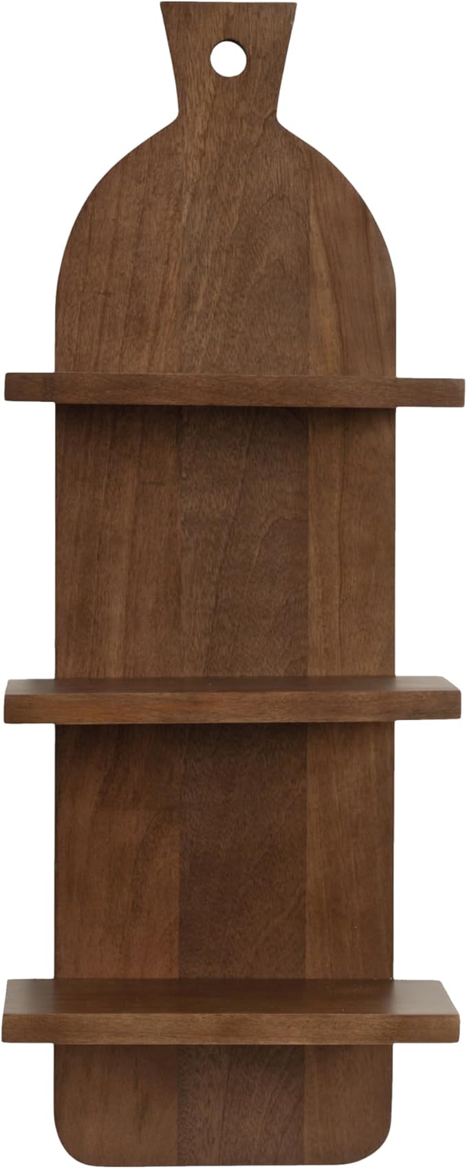 Kate and Laurel Braxton Modern Farmhouse Three-Tier Wall Shelf, 12 x 7 x 32, Natural Brown, Transitional Tiered Wood Display Shelf for Kitchen Spice Rack