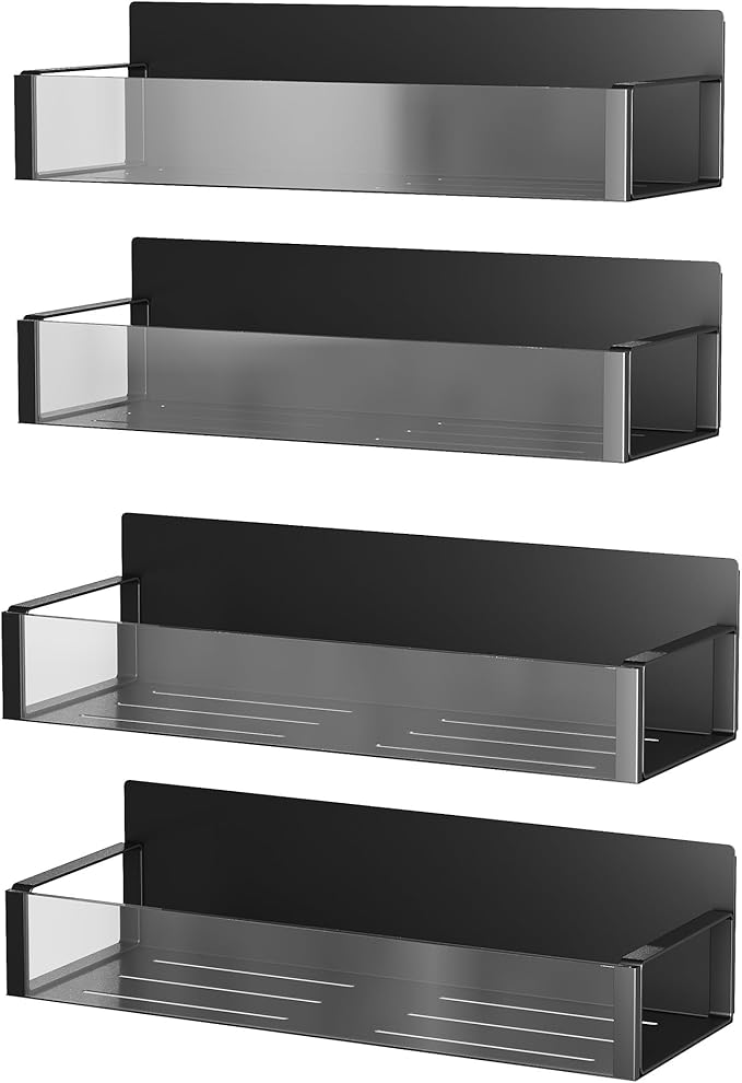 2/3/4 Pack Moveable Fridge Magnetic Spice Racks,Metal Black/White (Clear)