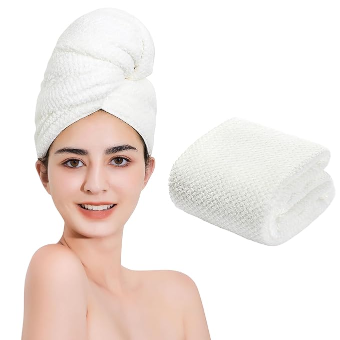 Microfiber Hair Towel Quick Dry Hair Towel Hair Drying Towels Suitable for All Kinds of Hair Ultra Absorbent Long and Thick Hair 20X40inch White (1pcs)