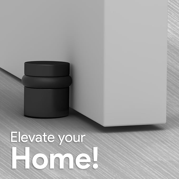Mega Handles Floor Door Stopper, Black Stopper Quickly Installed Wall Protector, Wall Protectors from Door Knobs, Floor Door Stop with Mounting Hardware Included - Matte Black - 1.5 Inch