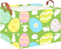 CLOCOR Rectangular Easter Basket Empty, Easter Gift Basket, Waterproof Storage Box with Handles,Room Decor(Green Easter Basket)