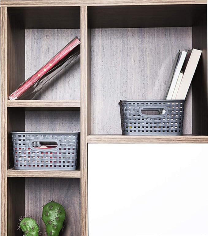 AREYZIN Small Storage Bins Plastic Storage Baskets Set of 6 Sturdy Small Pantry Organizer Bins Organization and Storage Shelves Baskets for Organization, Countertops, Desktops, Cabinets, Bedrooms