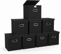 Closet Organizers Fabric Storage Bins With Lids Collapsible Cube Storage Organizer Basket With Handles,Storage Boxes for Clothes Storage,Office,Laundry,Shelves,8 Pack,（Black）