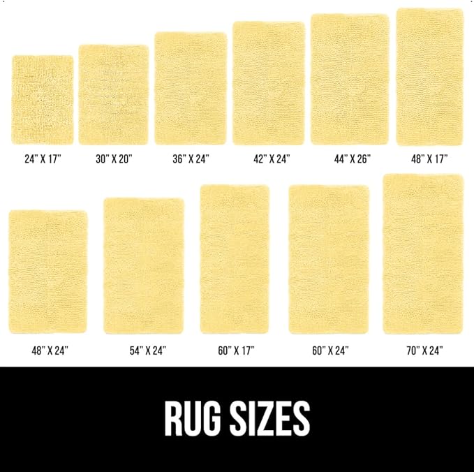 GORILLA GRIP Bath Rug Mat 30x20, Thick Soft Absorbent Chenille, Quick Dry Microfiber Mats, Rubber Backing Washable Shower Floor Rugs, US Designed Bathroom Bathmat Home Decor Accessories, Yellow