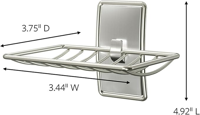 Command Soap Dish for Shower, Damage-Free Hanging, No Tools Soap Holder for Holiday Guests, 1 Satin Nickel Dish and 2 Water-Resistant Strips