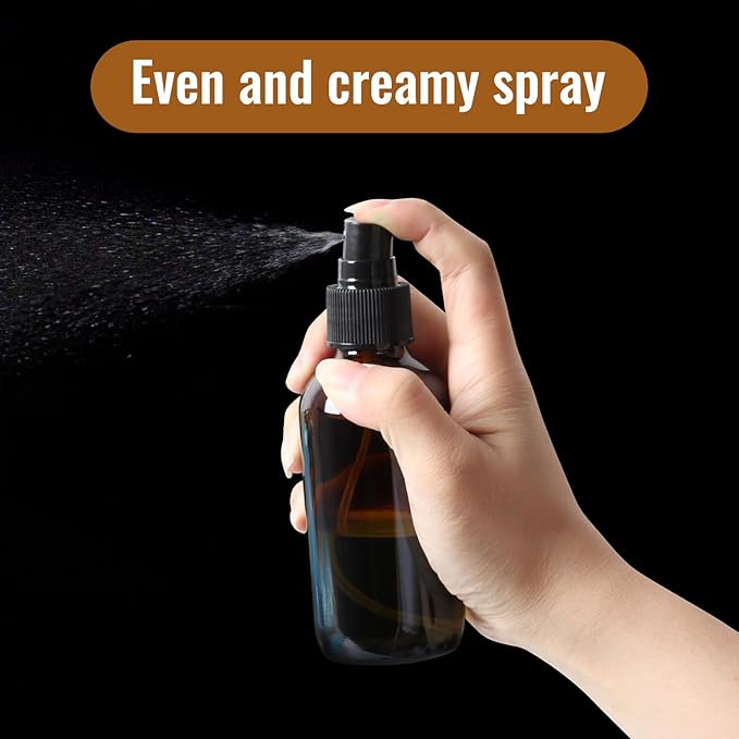STARSIDE 16 Pack 4 oz Amber Glass Spray Bottles with Fine Mist Sprayer & Dust Cap for Essential Oils, Perfumes,Cleaning Products, 120 ml Fine Mist Glass Spray Bottle