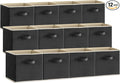 Lifewit Storage Cubes, Foldable Decorative Fabric Storage Baskets for Organizing Home Organizers with Handles for Shelves, Closet, 11 Inch Bins, 18L Black, 12 Packs