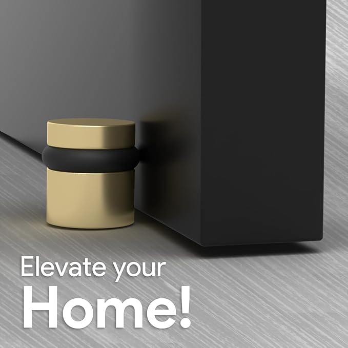 Mega Handles Floor Door Stopper, Quickly Installed Wall Protector, Wall Protectors from Door Knobs, Floor Door Stop with Mounting Hardware Included - Satin Brass - 1.5 Inch