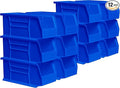 Akro-Mils 30230 AkroBins Plastic Storage Bins, Space-Saving Stackable Bins for Garage, Pantry, Craft Organization, 10.5 "L x 5.5 "W x 5"H, Blue, 12-Pack