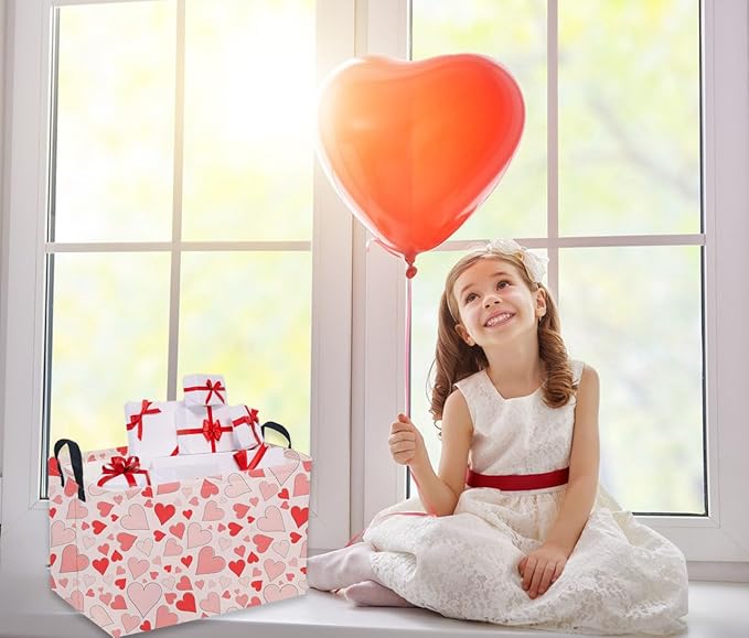 Sanjiaofeng Rectangular Valentine's Day Basket Love Storage Bins,Girls Storage Basket with Handles.Clothers,Books,Kid's Gifts Bins. (Colorful Love)