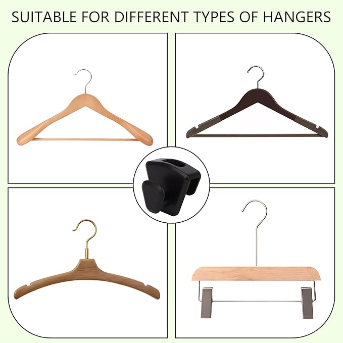60 Pack Space Saving Hanger Hooks, Black Plastic Triangle Hangers, Connector Hooks for Closet Organizers and Storage in Dorms and Homes