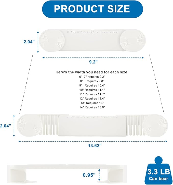 4-piece pot lid rack, pot lid storage container suitable for lids ranging from 6 inches to 14 inches, adhesive wall mounted pot lid storage, suitable for kitchen cabinets and cabinet doors (White)