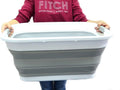 SAMMART Set of 2-41L(10.8 gallon) Collapsible Plastic Laundry Basket-Pop Up Storage Container-Portable Washing Tub-Space Saving Hamper/Basket, Water capacity:32L(8.4 gallon) (2 rectangular, Grey)