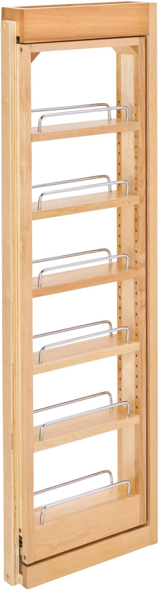 Rev-A-Shelf 3" W x 39" H Pull Out Quad Shelf Organizer for Wall & Base Kitchen Cabinets, Full Extension Filler Spice Rack, Adjustable, Wood, 432-WF39-3C
