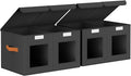 Large Closet Storage Bins - Collapsible Divided Clothes Organizer with Lids & Dual Window, Fabric Organizing Bins for Clothes, Sweater, Bedroom, Office (Black, 2 Pack)