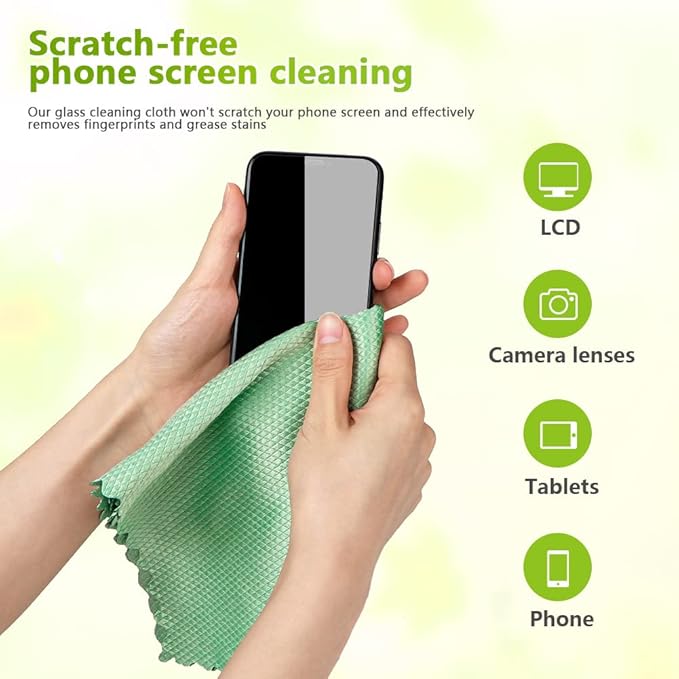 HOMEXCEL Microfiber Glass Cleaning Cloths-6PK, 16"x14" Lint Free Window Cleaning Cloth, Glasses, Mirrors, Screens, Stainless Steel, Premium Magic Cleaning Cloth for Glass and Window Cleaner