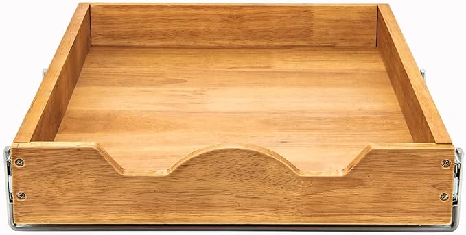 DINDON Pull Out Cabinet Organizer (11" W x 18" D) 1 Tier，Single Tier Oak Wood Under Cabinet Slide Out Shelf Drawer Box…