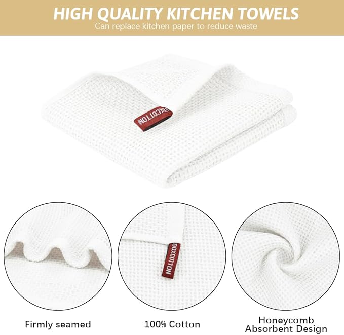Nialnant 6 Pack Kitchen Cloths, 100% Cotton Waffle Weave Dish Towels for Drying, Quick Drying, Soft Absorbent Rags - 12x12 in