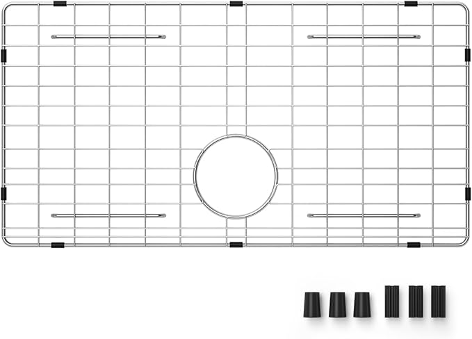 27-9/16" x 14-9/16" Sink Protector, Rear Drain with Corner Radius 3/16", Sink Grid - Rear Drain for Single Bowl Kitchen Sinks