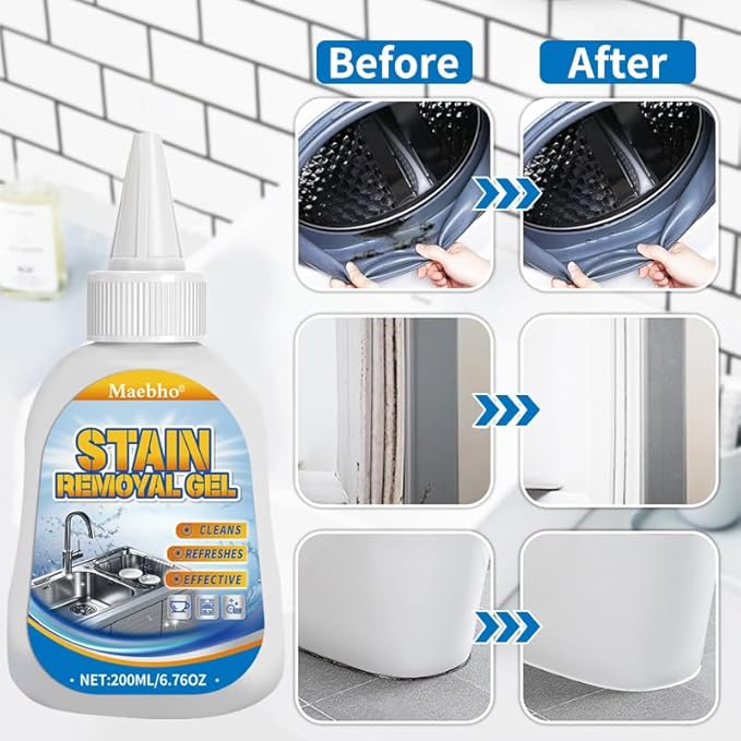 Cleaning Remover Gel,Powerful Home Stain Cleaner Gel, Suitable for Front Loader Washing Machine Seal, Bathroom Grout, Shower, Caulk,Kitchen Tile Gaps (6.76 oz)