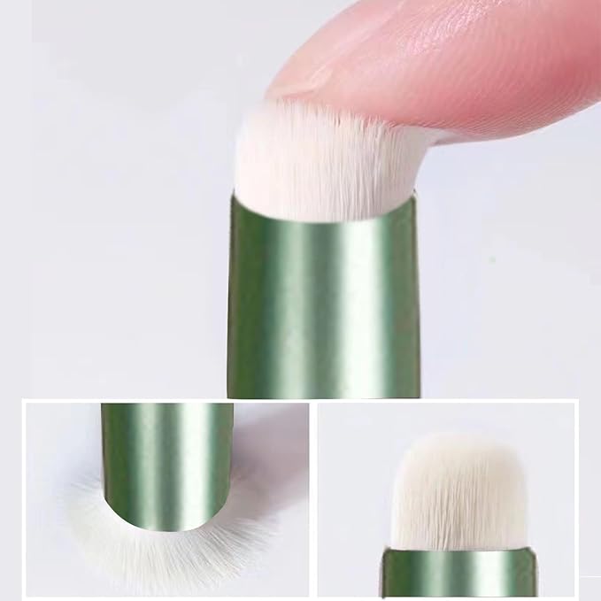 WOKOTO 1pcs Chrome Green Double-Headed Nail Art Brushes Silicone Ombre Nail Brushes And Nail Dust Brushes Picking Dotting Gradient Pen Brush Nail Ombre Brush For Acrylic Nails Painting Cleaning