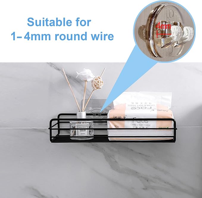 Qiic 4PCS Shower Caddy Adhesive Sticker Replacement Hook for Corner Shower Caddy Bathroom Rack Shelf Soap Dish Basket Wall Hanging Hook with Strong Sticky, No Drilling