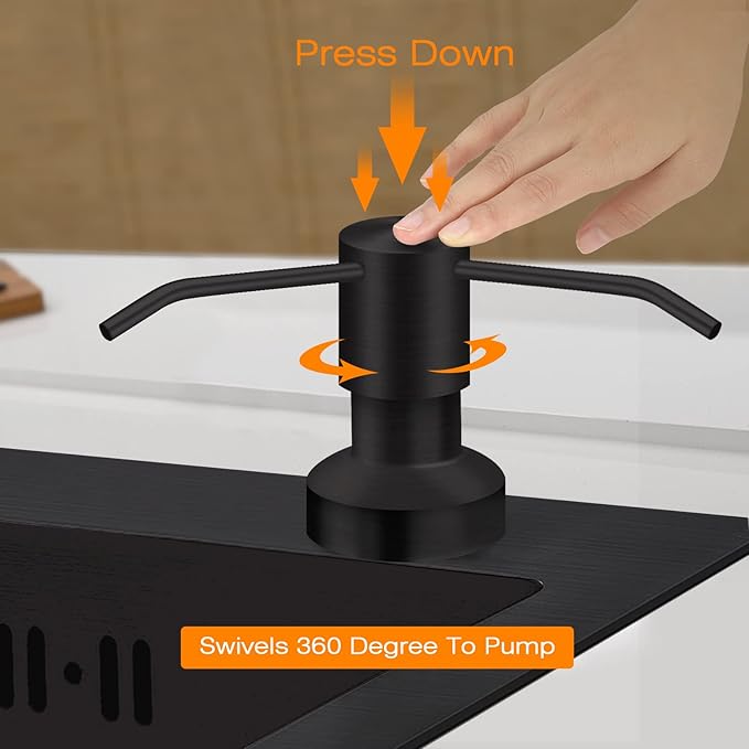 Sink Soap Dispenser for Kitchen Sink, Countertop Built in Sink Soap Dispenser with 47”Extension Tube kit, No Need to Fill The Little Bottle Again (Black)