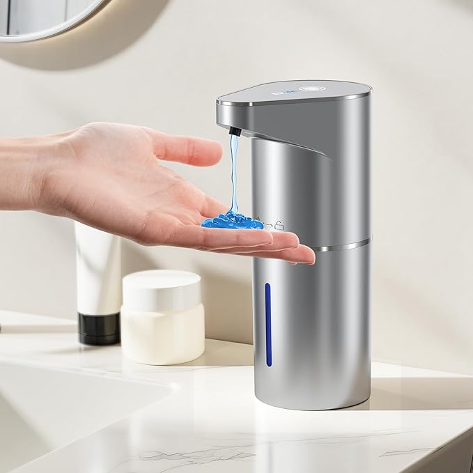Automatic Soap Dispenser,Touchless Hand Wall Mount Rechargeable 3 Gear Adjustable Electric Soap Dispenser 350ml with Infrared Motion Sensor for Bathroom,Kitchen,Office, Silvery Gel