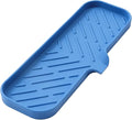 MicoYang Silicone Bathroom Soap Dishes with Drain Spout-Bathroom and Kitchen Sink Organizer,Sponge Holder,Dish Soap Tray,Perfect for Dispenser,Scrubber,Bottle,Cup on Sink or Counter-Lichen Blue 12"×4"