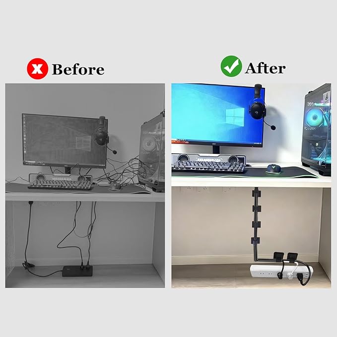Cable Management Under Desk,Up to 15 Cord,Enhanced Wire Holder. Cord Organizer,Reusable Cord Holder Organizer for Cable Hider Clips Under Table, 40 Pair+2 roll of Velcro Ties (Black, 40 Pair)