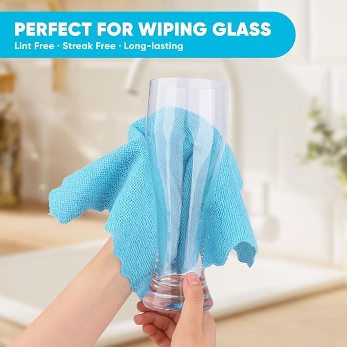 Orighty Microfiber Cleaning Cloth, 100 Pack Highly Absorbent Cleaning Supplies, Lint Free Kitchen Towels Cleaning Rags, Microfiber Towels for Cars, House, Window, 12x11 inch