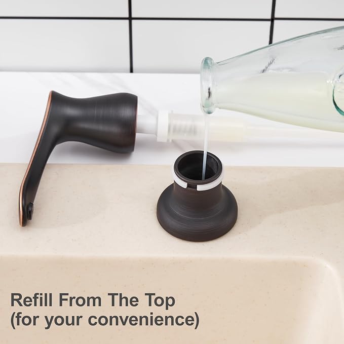 GAGALIFE Kitchen Sink Soap Dispenser Oil Rubbed Bronze, Built in Soap Dispenser with 17 OZ Bottle, Refill from The Top, Liquid Dispenser for Kitchen Sink
