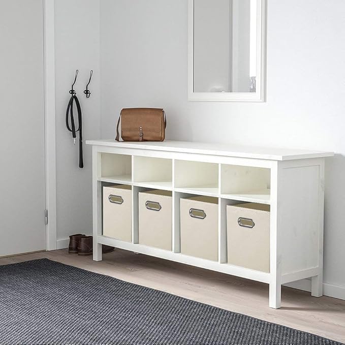 ShellKingdom Storage Bins, Foldable Fabric Storage Cubes And Cloth Storage Organizer Drawer with Metal Handle For Closet And Toys Storage, 11 X 10.5 X 10.5 INCH, 2 Pack (Beige)