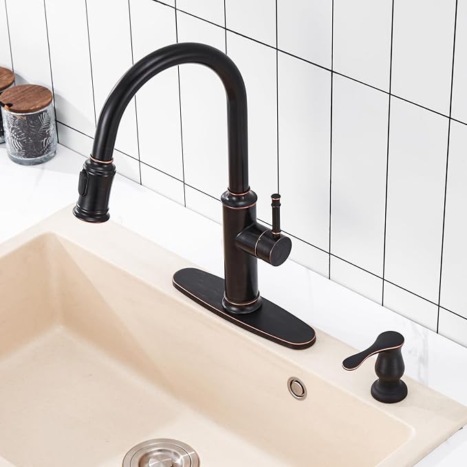 GAGALIFE Kitchen Sink Soap Dispenser Oil Rubbed Bronze, Built in Soap Dispenser with 17 OZ Bottle, Refill from The Top, Liquid Dispenser for Kitchen Sink