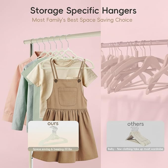 GoodtoU Baby Hangers, Kids Hangers 50 Pack Velvet Hangers for Toddler Infant Childrens Child Small Coats Pants Clothes - Closet Organizers & Storage 12.6 Inch