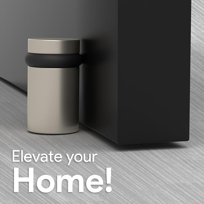 Mega Handles Floor Door Stopper, Quickly Installed Wall Protector, Wall Protectors from Door Knobs, Floor Door Stop with Mounting Hardware Included - Satin Nickel - 2 Inch