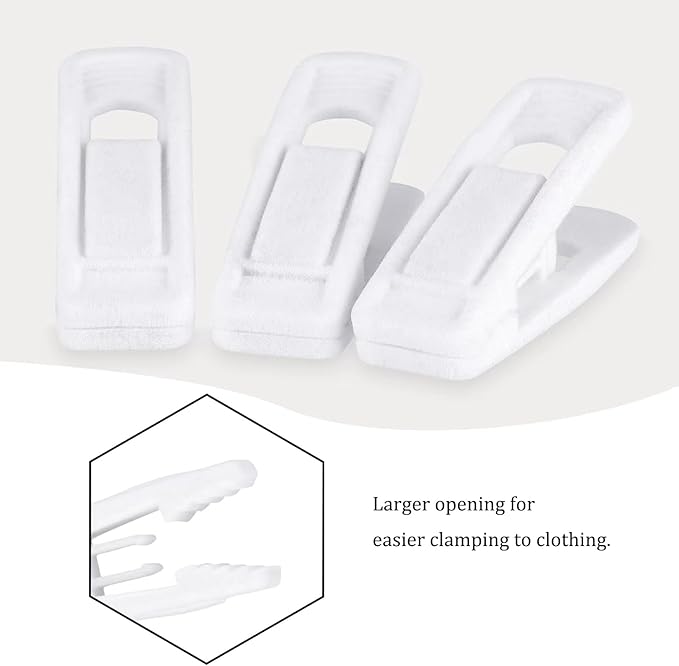 Tinfol White Velvet Hangers Clip - 24 Pack Pants Velvet Clips, Large Opening Clips, Strong Finger Flocked Clothes Pin Perfect for Slim-line Clothes Hanger