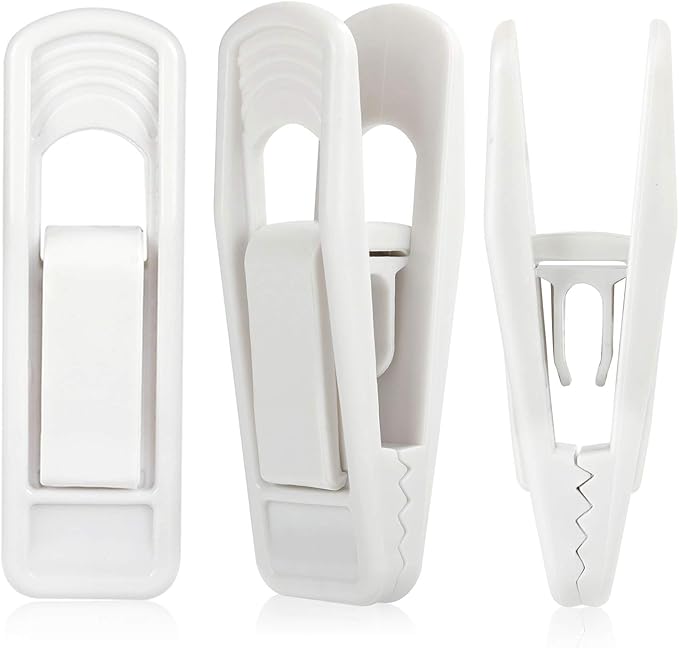 Tinfol 40pc Plastic Hanger Clips - Strong Pinch Grip Clips, White Pant Skirt Clip, Multi-Purpose Finger Clip for Slim-line Clothes Hangers