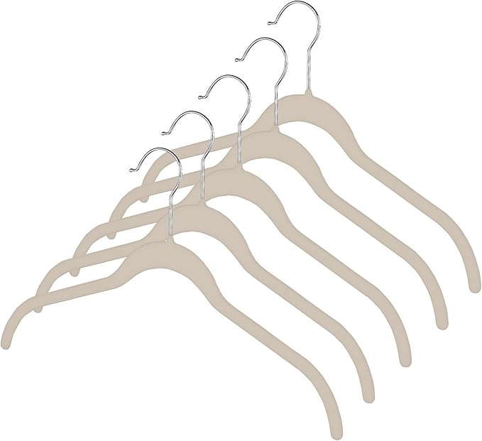 Whitmor Flocked Dress/Shirt Hangers Set of 5 Beige