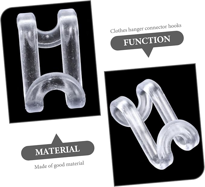 Clothes Hanger Connector Hooks S Shaped 1.57 Inch Transparent Space Saving Hanger Hooks for Closet Organization and Multi-Layer Clothes Hanging 60 Pack