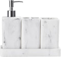 Bathroom Accessories Set, 4 Pcs Bathroom Accessory Set, Soap Dispenser, Toothbrush Holder, Qtip Holder Set, Bathroom Sets Complete, Bathroom Sink Set for Modern Home Decor, White