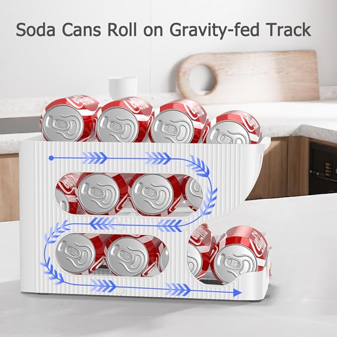 Soda Can Organizer for Pantry/Fridge, Automatic Rolling Pop Can Dispenser/Storage/Holder/Container for Refrigerator, Saving Space Drink Organizer for Fridge, 1 Pack Holds 12 Standard Cans