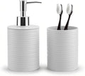 2 Piece Bathroom Accessory Set, Bathroom Accessories Set Include Soap Dispenser and Toothbrush Holder for Modern Bathroom Decor