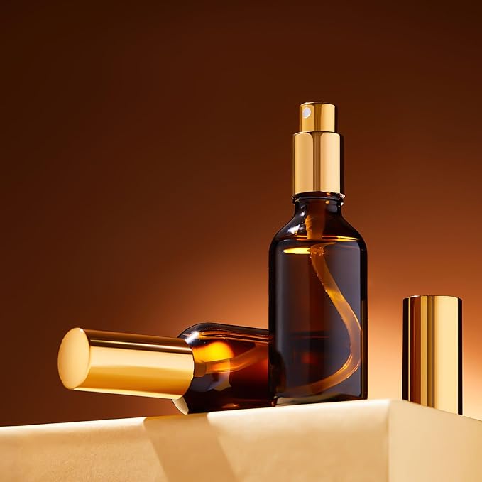 Roshtia 30 Pcs 1 Oz/ 30 ml Amber Glass Spray Bottle Refillable Perfume Atomizer Clear Decorative Empty Bottles with Fine Mist Sprayer Pump for Face Body Travel