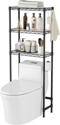 SINGAYE Over The Toilet Storage Shelf：3-Tier Bathroom Organizer and Storage Shelf with Adjustable Shelf and Basket Freestanding Space Saver Above Toilet for Room Black