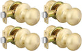 Goldenwarm Gold Closet Door Knobs, Passage Door Knobs, Brushed Gold Door knob Without Lock for Hallway, Closet(4 Pack)