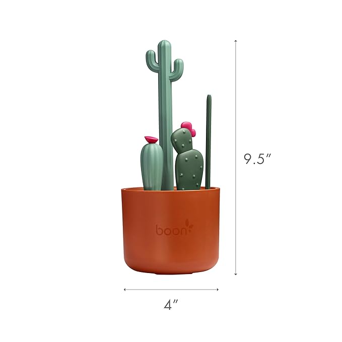 Boon Cacti Bottle Cleaning Brush Set, Terracotta , 4 Piece Set