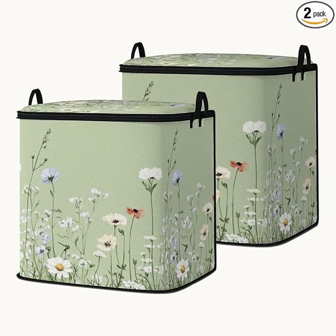 2pcs closet organizers and storage under bed,clothing blanket sweater sheet bedding comforter duvet quilt pillow toy storage bags with lids,dorm room essentials for containers 95L